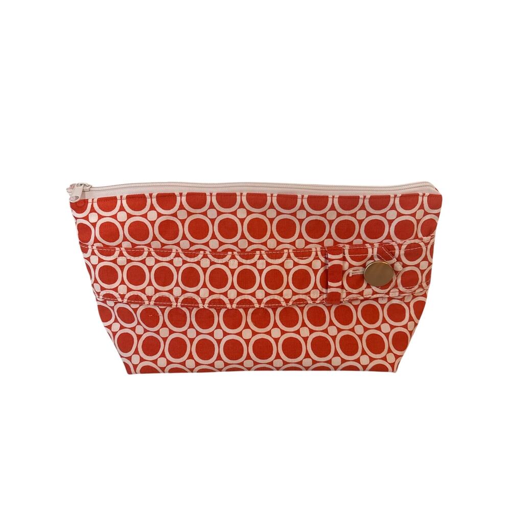NEW Handmade Orange and White Make Up Bag Upcycled From a Skirt
